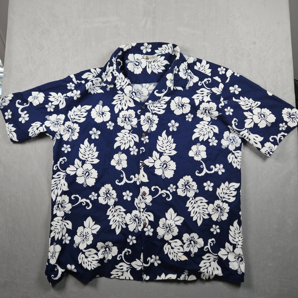 Vintage Aloha Republic Hawaiian Shirt‎ Mens 4XL Blue Floral Hibiscus Made In USA - Picture 2 of 12